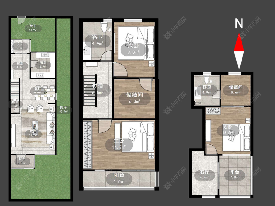 高成莱茵别墅区房源户型图 常州高成莱茵别墅区在售二手房源户型图_小牛看房