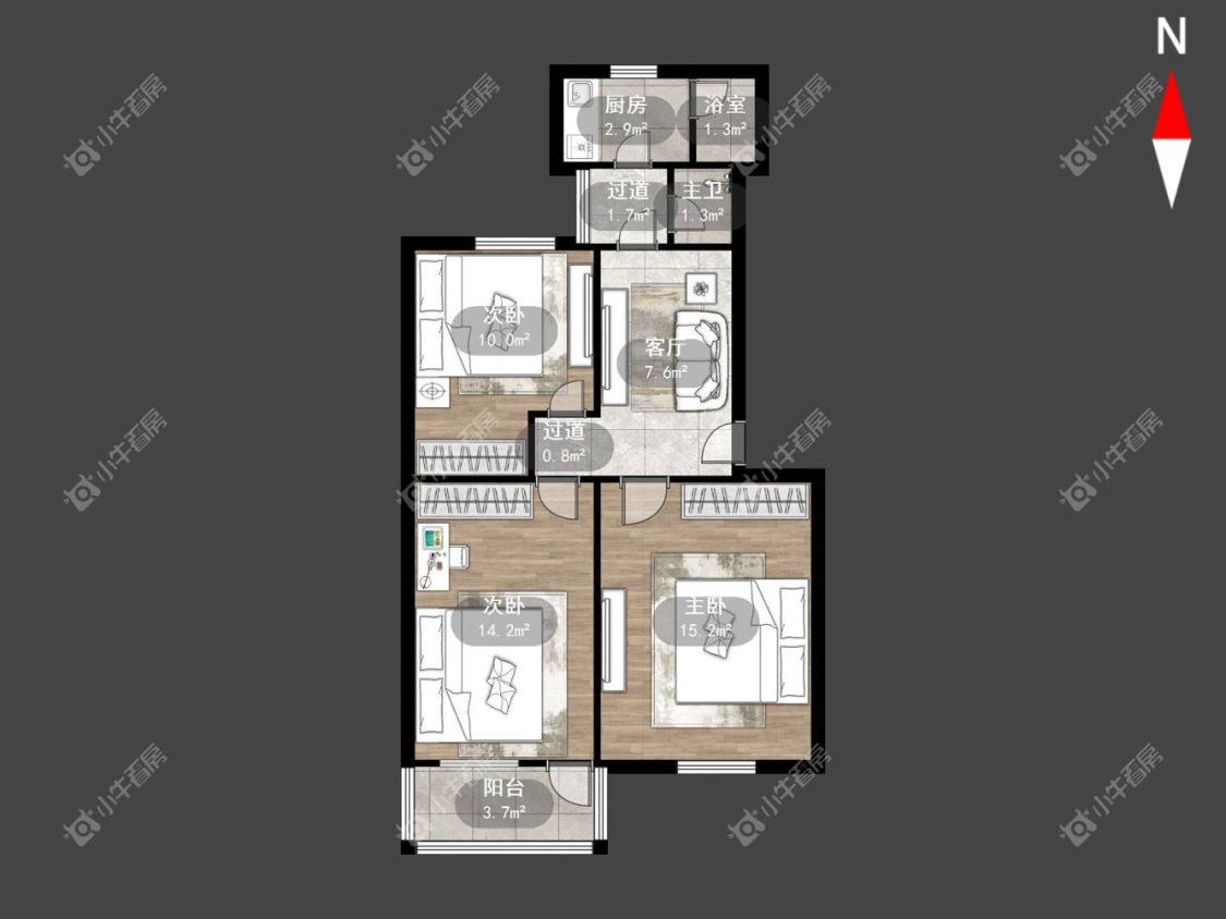 常州县北新村在租房源户型图_小牛看房