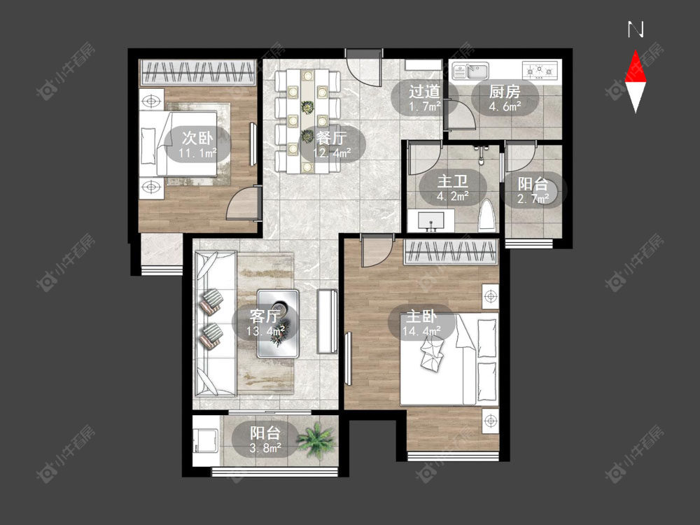 常州九洲花园一期在售二手房源户型图_小牛看房