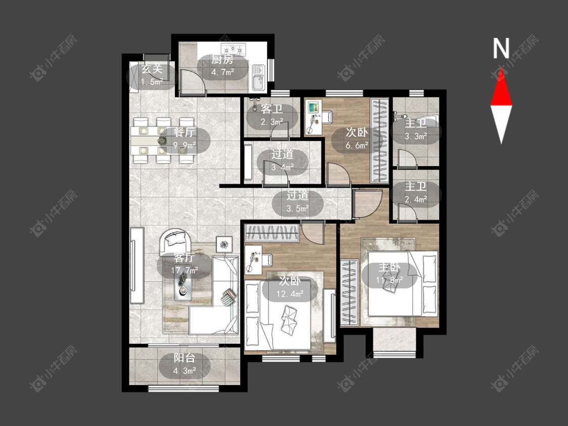 常州龙湖龙誉城四期在售二手房源户型图_小牛看房