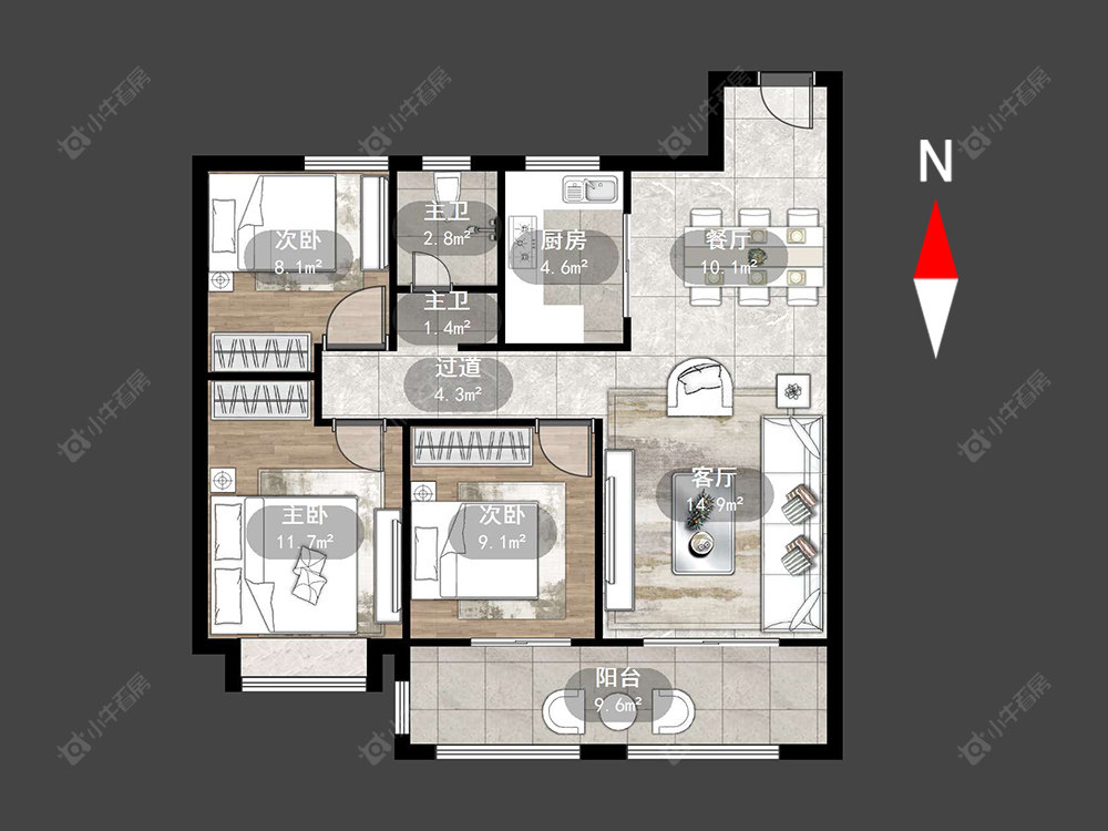 新城湖悦朗隽房源户型图 常州新城湖悦朗隽在售二手房源户型图_小牛看房