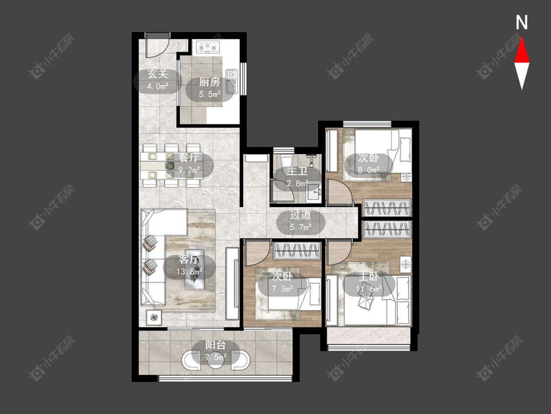 常州锦上香郡在售二手房源户型图_小牛看房