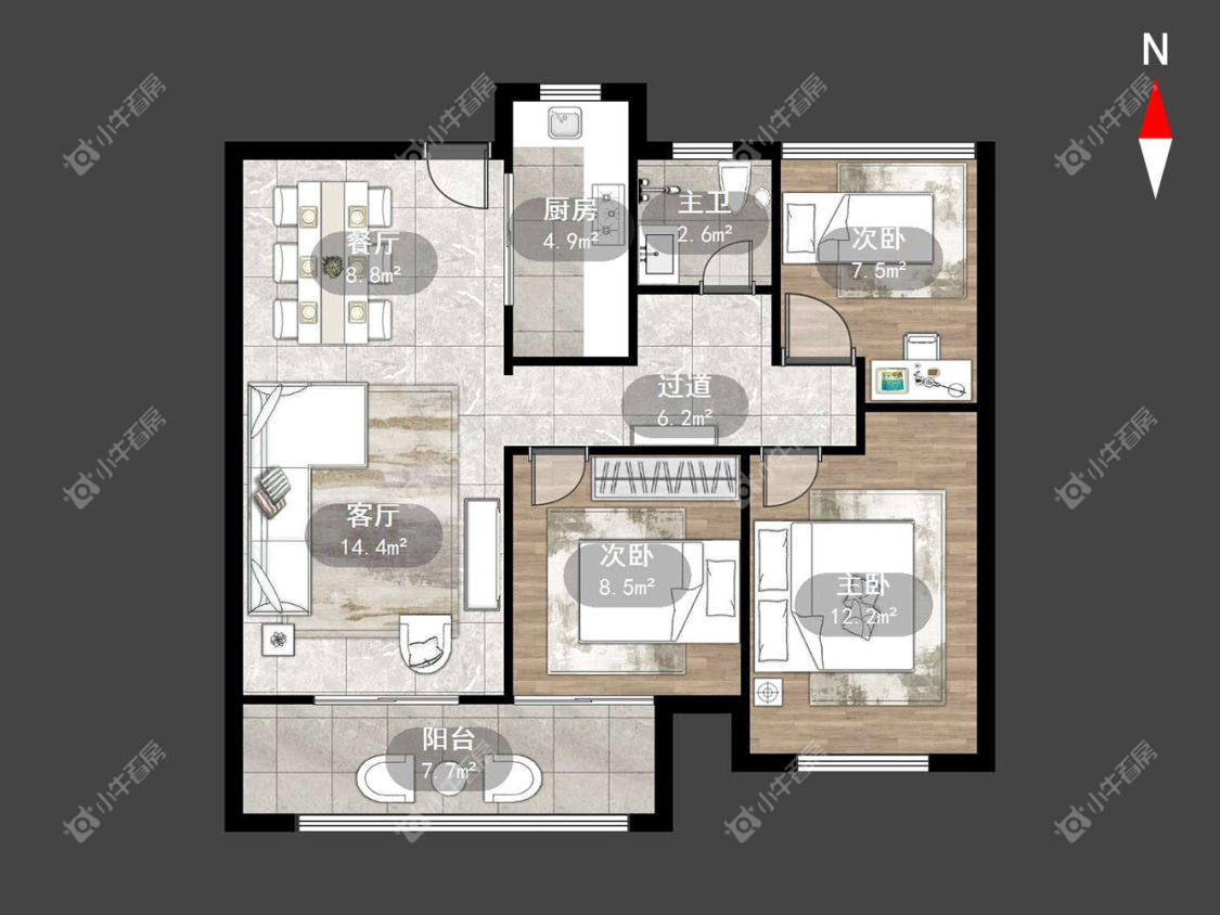 中南红玺台房源户型图 常州中南红玺台在租房源户型图_小牛看房