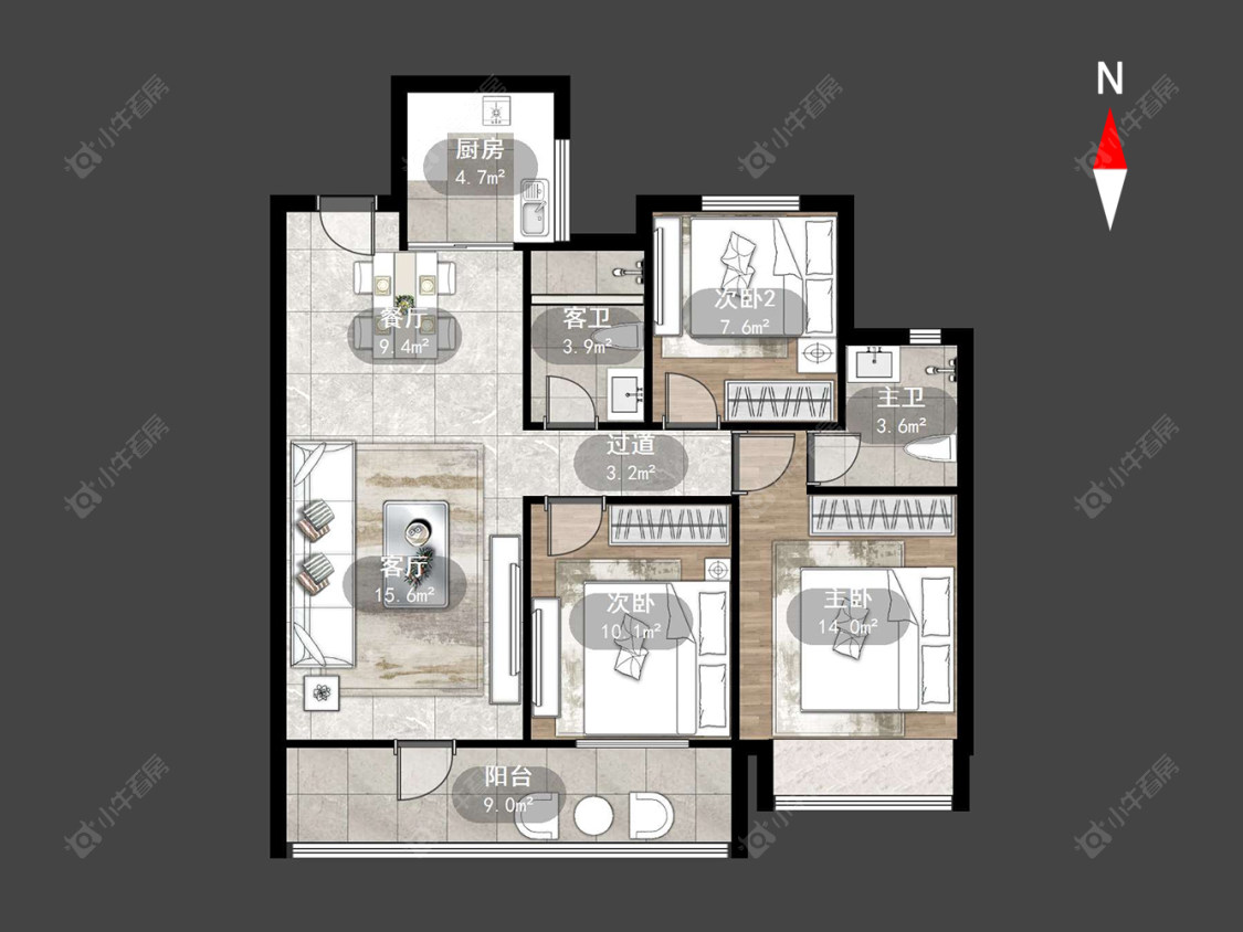常州中梁金科启宸在售二手房源户型图_小牛看房