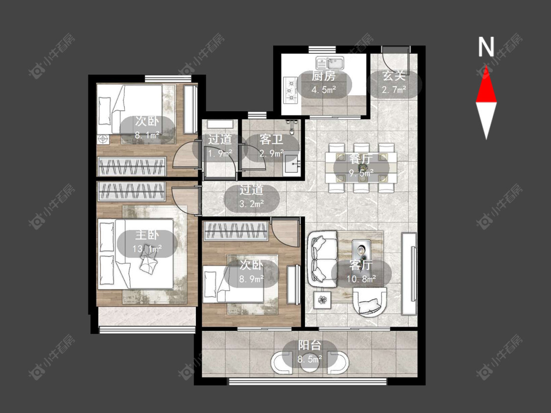 常州中梁金科启宸在售二手房源户型图_小牛看房