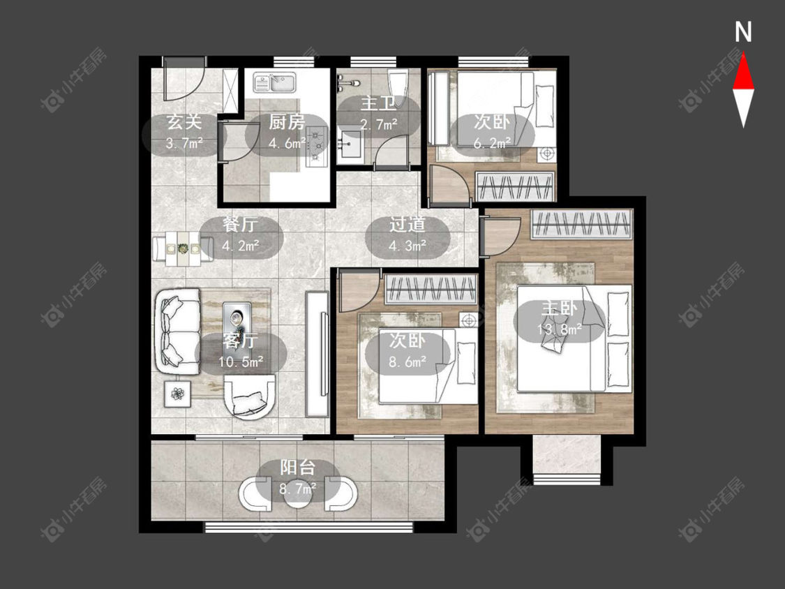荷樾府房源户型图 常州荷樾府在售二手房源户型图_小牛看房