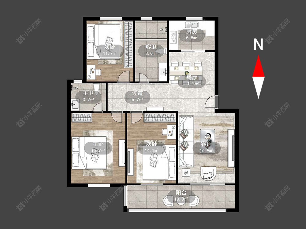 常州晓柳花苑一村在售二手房源户型图_小牛看房