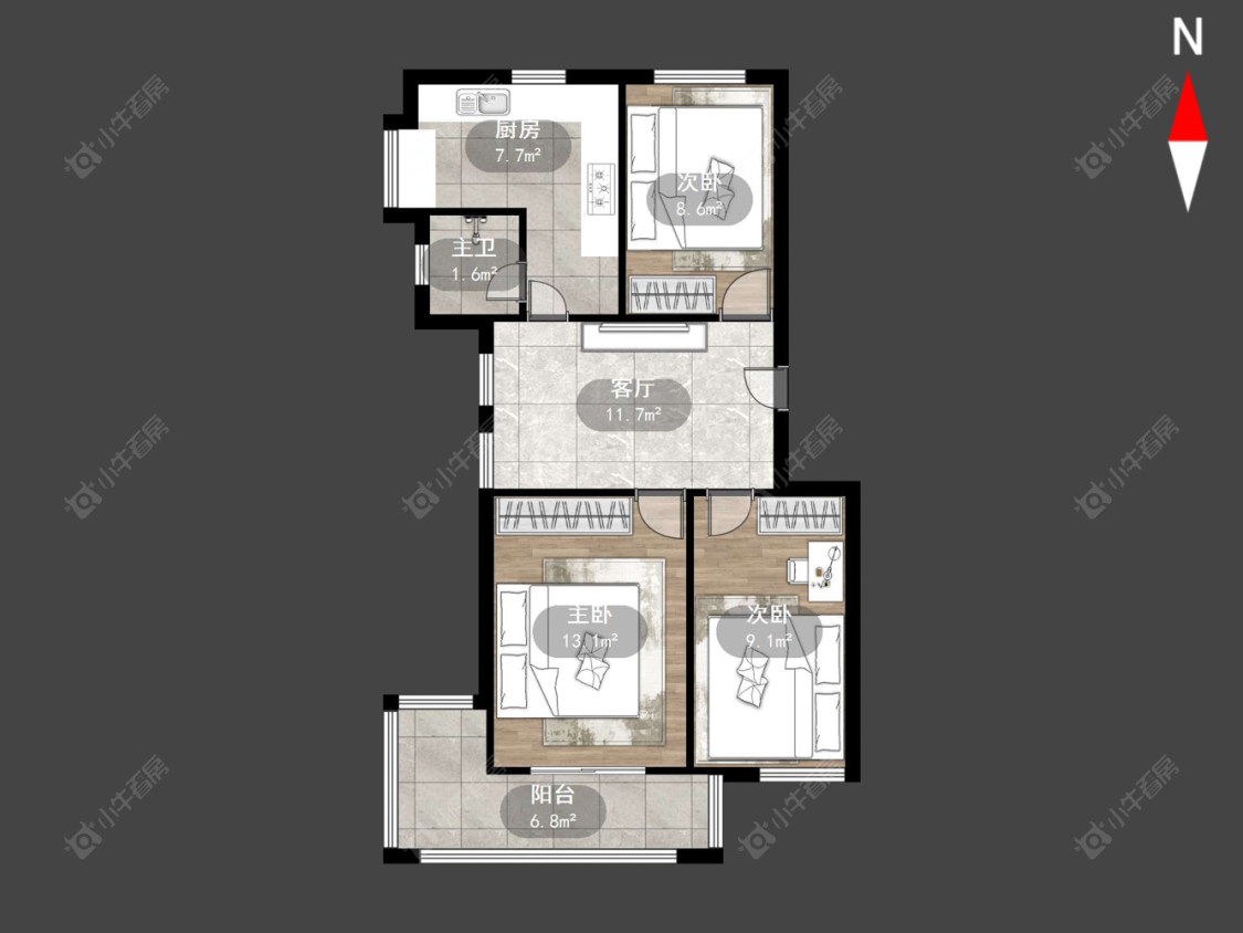 常州西新桥三村在售二手房源户型图_小牛看房