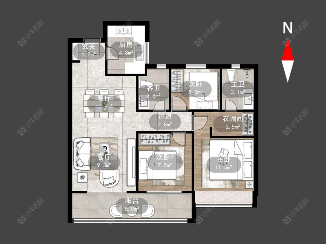常州美的江山樾在售二手房源户型图_小牛看房