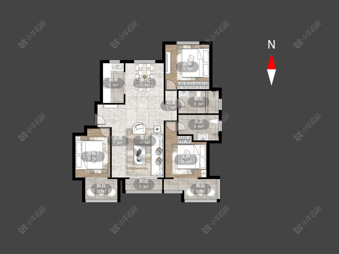 常州荣盛馨河郦舍在售二手房源户型图_小牛看房