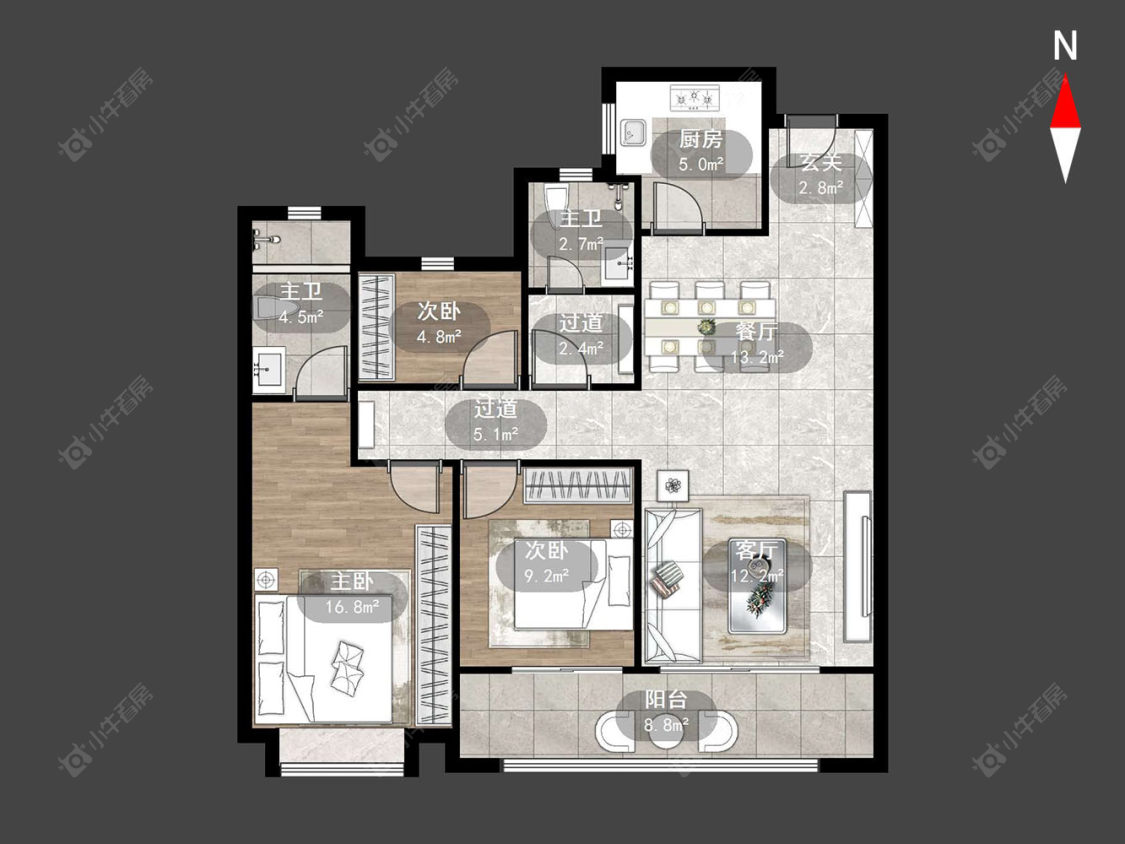 常州雅居乐路劲棠颂在售二手房源户型图_小牛看房