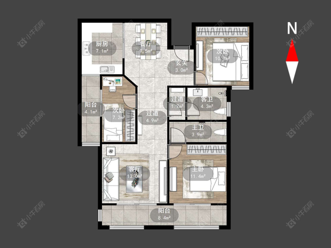 龙德花园房源户型图 常州龙德花园在售二手房源户型图_小牛看房