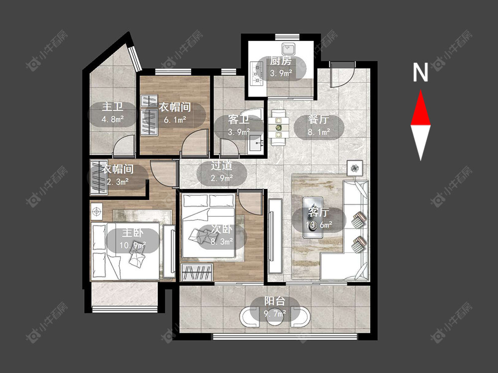 常州新城路劲·西岸时光在售二手房源户型图_小牛看房