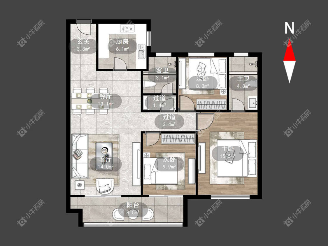 常州观湖名轩在租房源户型图_小牛看房