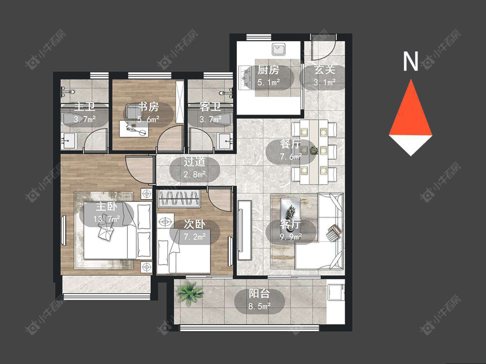 常州白云新城文华园在售二手房源户型图_小牛看房