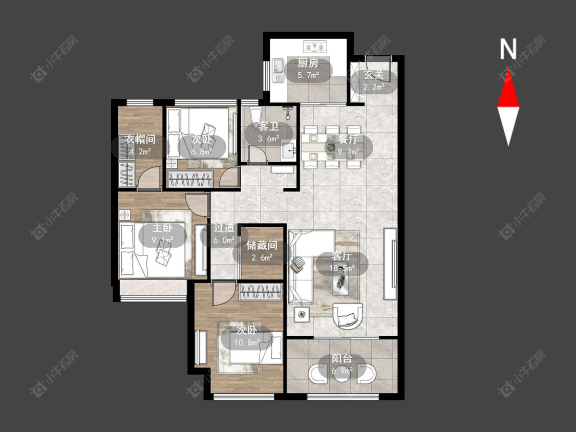 常州龙湖龙誉城二期在售二手房源户型图_小牛看房