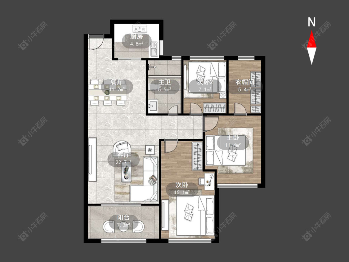 常州龙湖龙誉城三期在售二手房源户型图_小牛看房