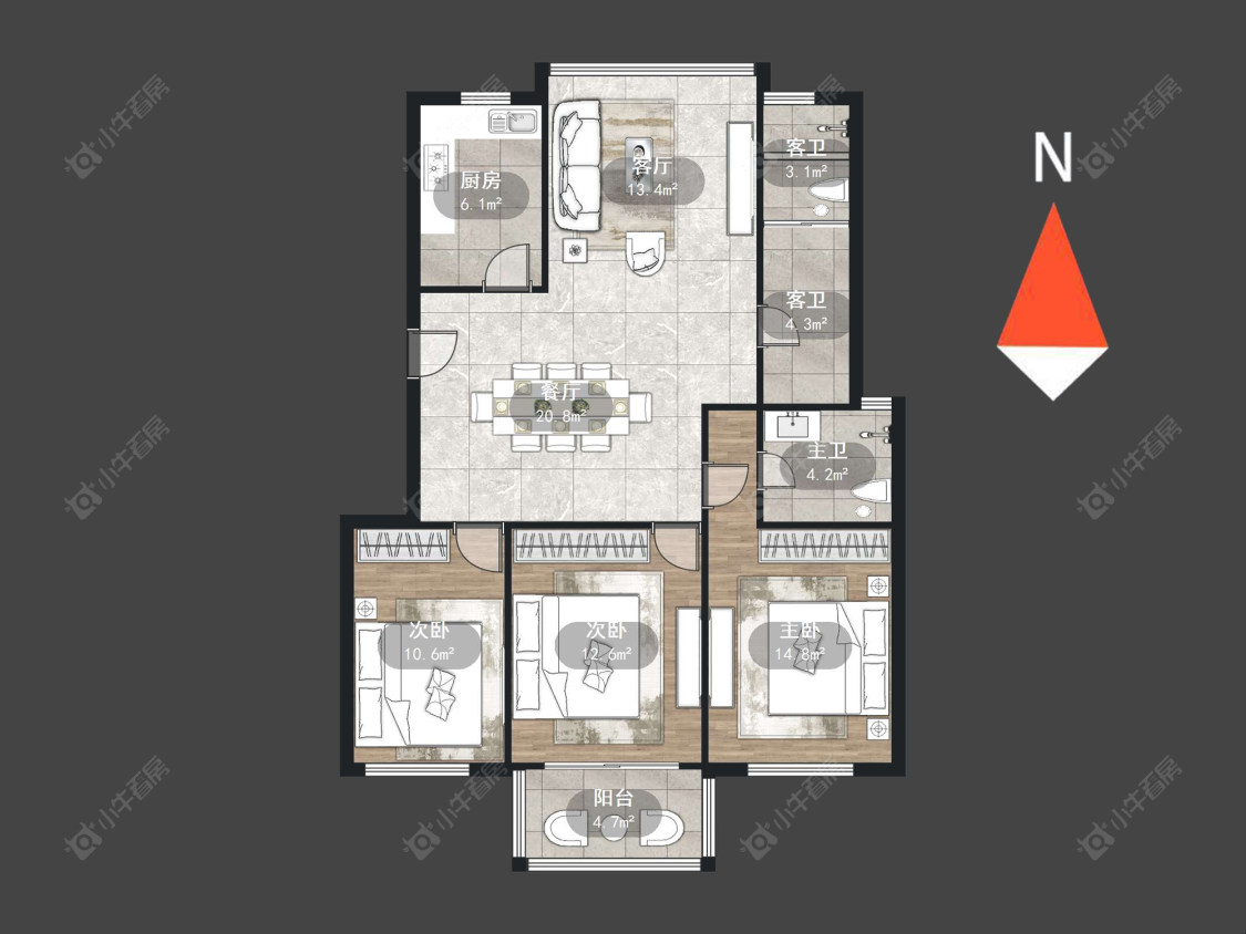 常州蓝天花园西区在售二手房源户型图_小牛看房