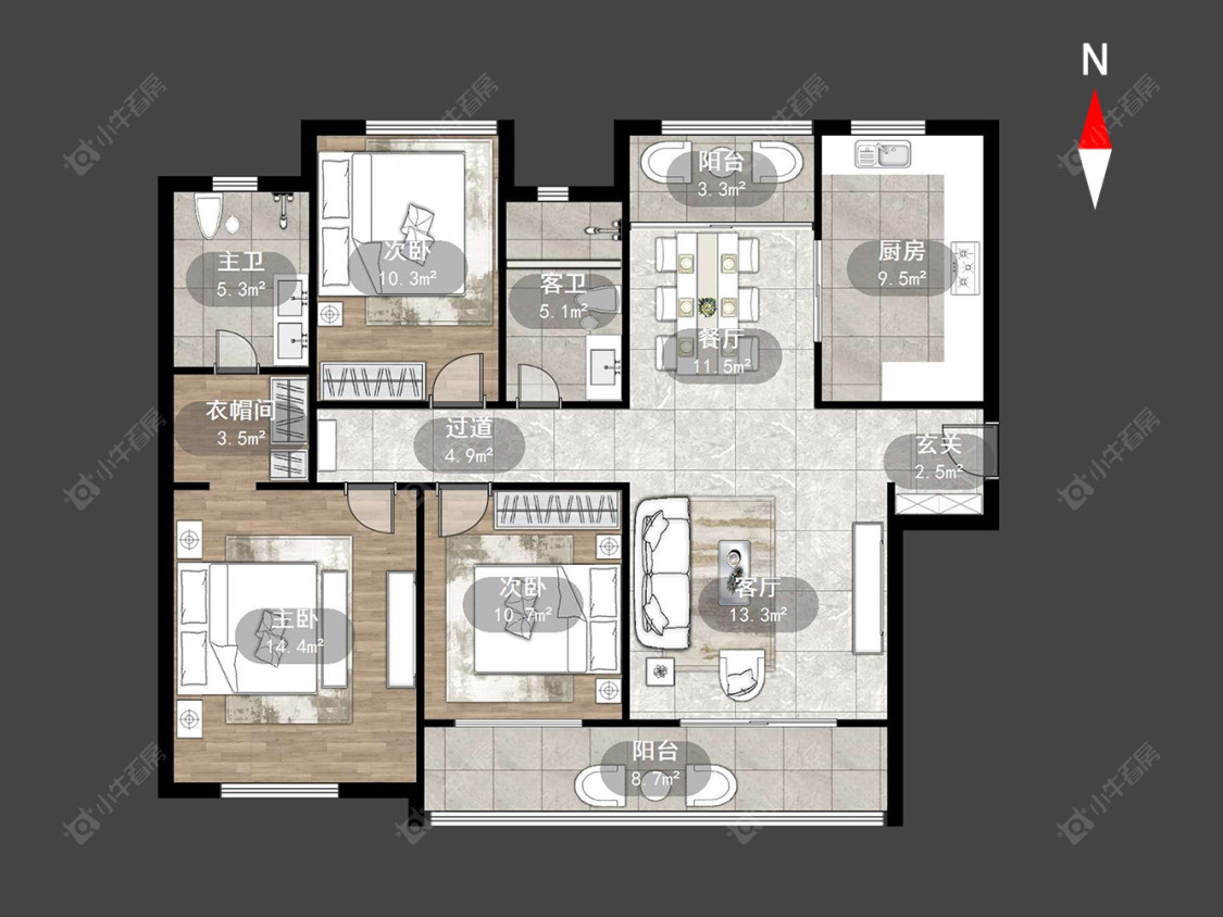 常州公园壹号四期在售二手房源户型图_小牛看房