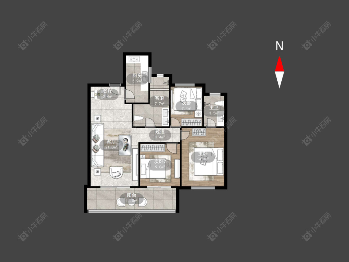 常州百兴澜庭在售二手房源户型图_小牛看房