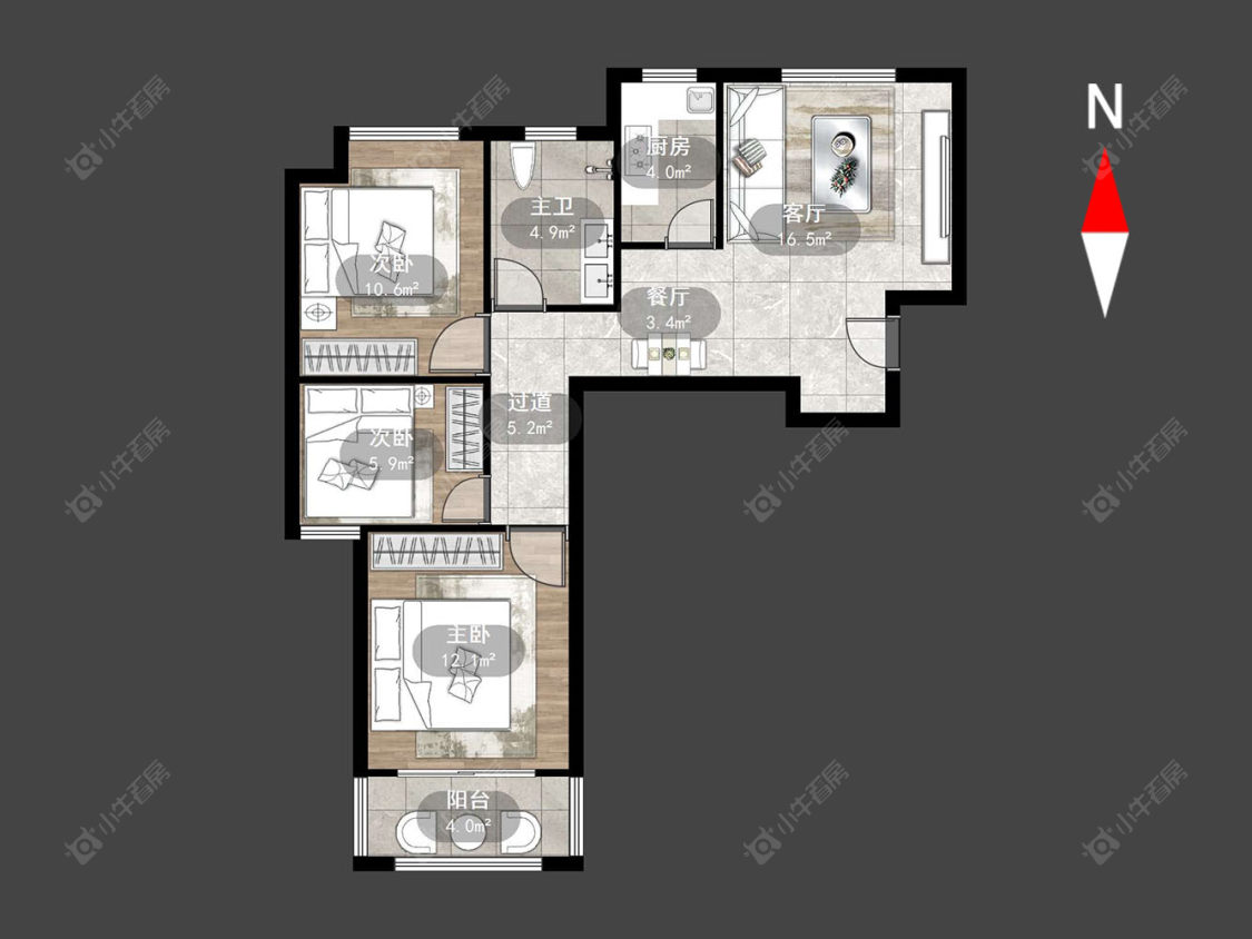 龙德花园房源户型图 常州龙德花园在售二手房源户型图_小牛看房