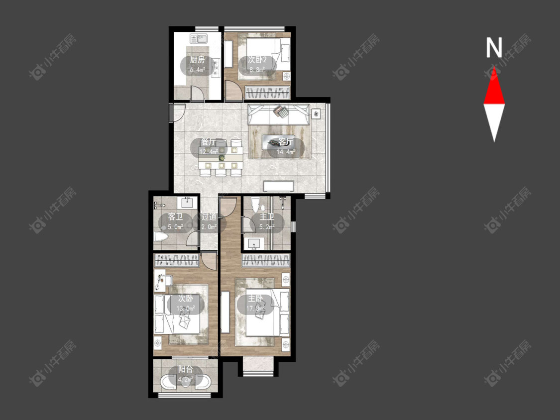 常州福地聚龙苑在售二手房源户型图_小牛看房