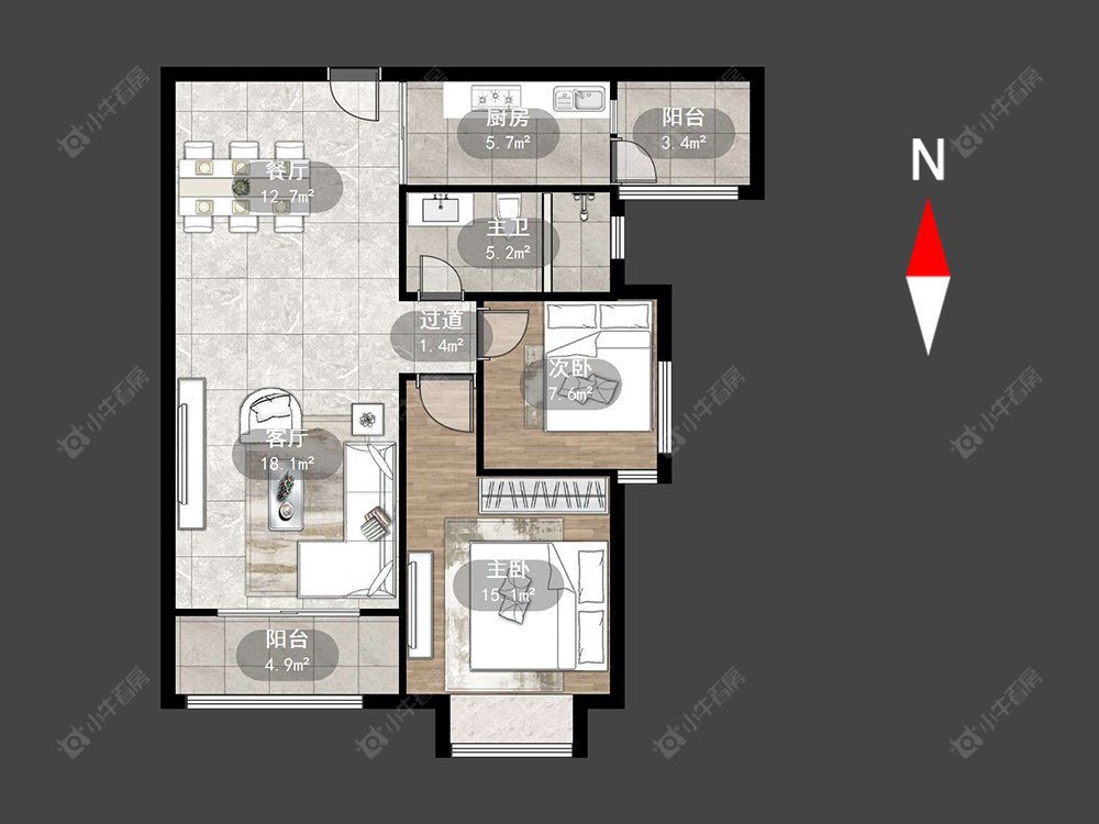 常州星河丹堤一区在售二手房源户型图_小牛看房