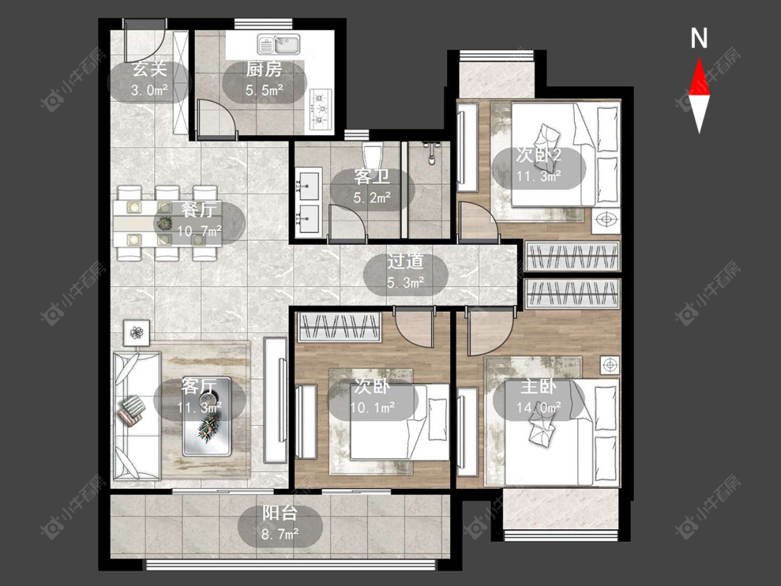 牡丹招商公园学府房源户型图 常州牡丹招商公园学府在售二手房源户型图_小牛看房