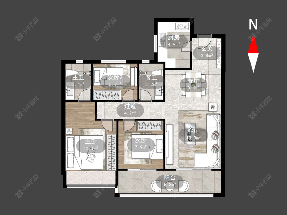常州美的江山樾在售二手房源户型图_小牛看房