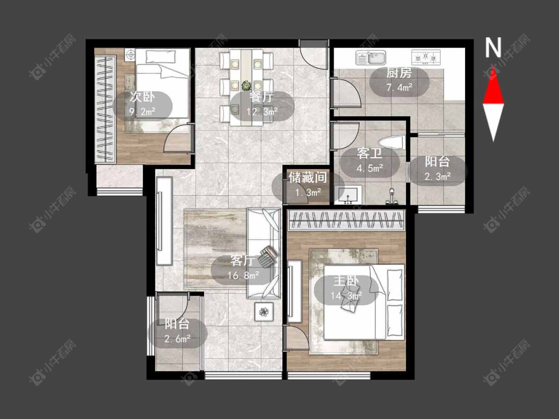 莱蒙城领尚房源户型图 常州莱蒙城领尚在售二手房源户型图_小牛看房