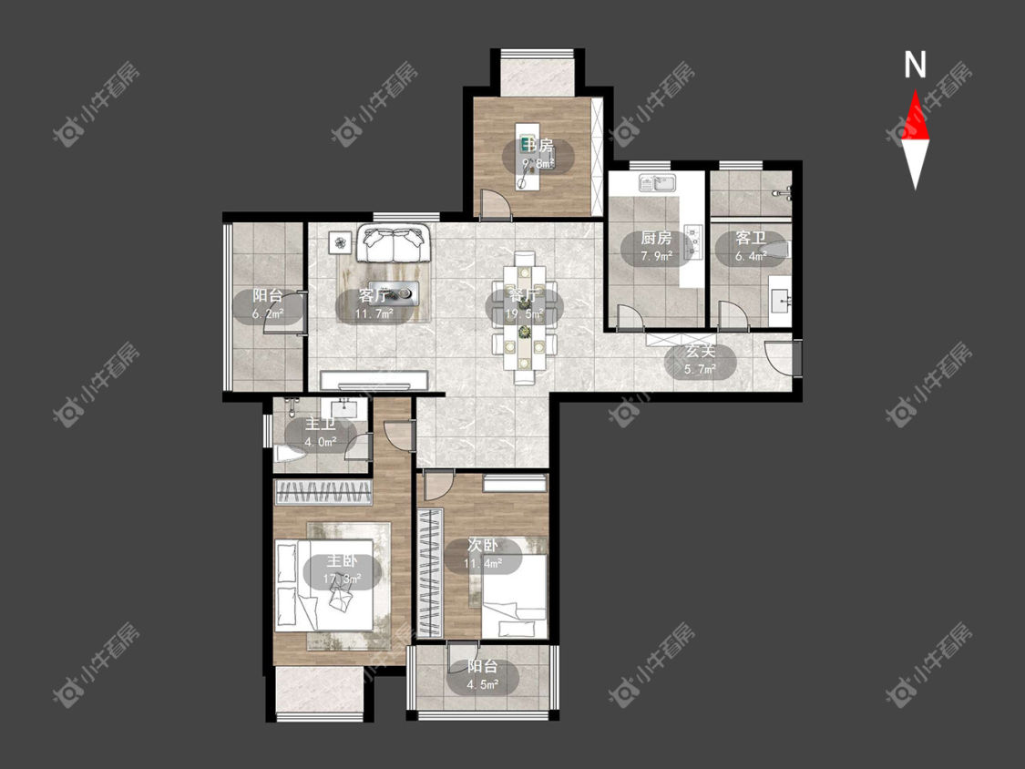 常州香江华廷花园在租房源户型图_小牛看房