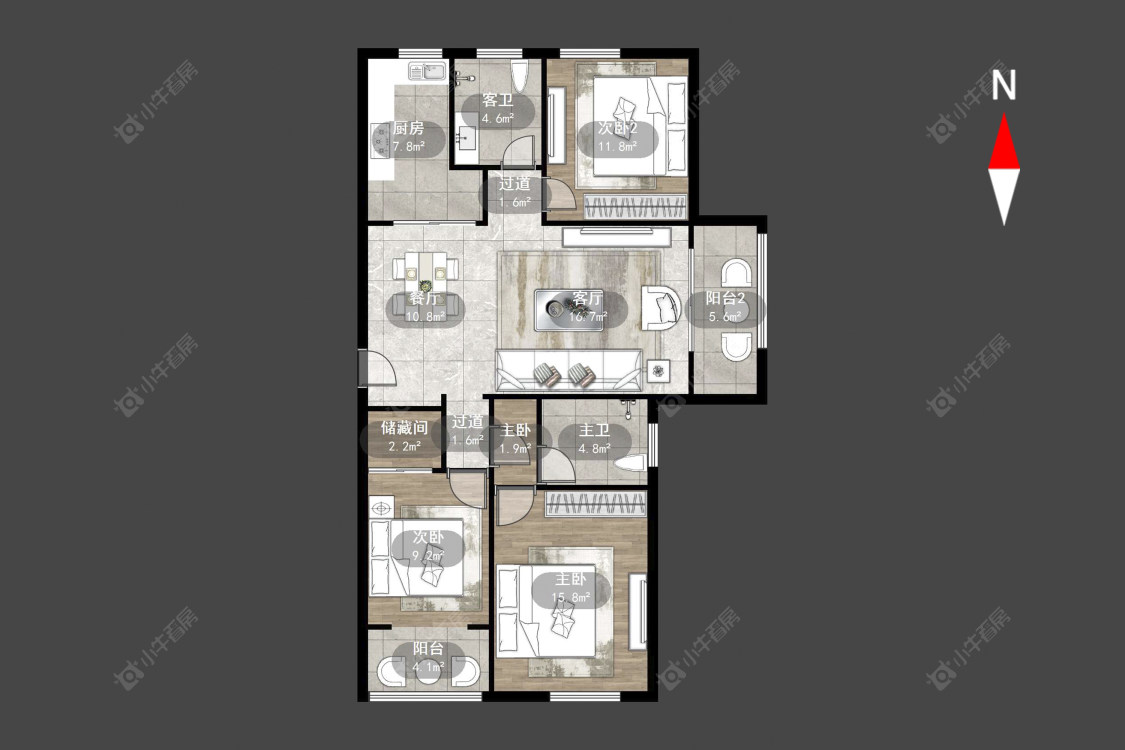 常州长河花园在售二手房源户型图_小牛看房