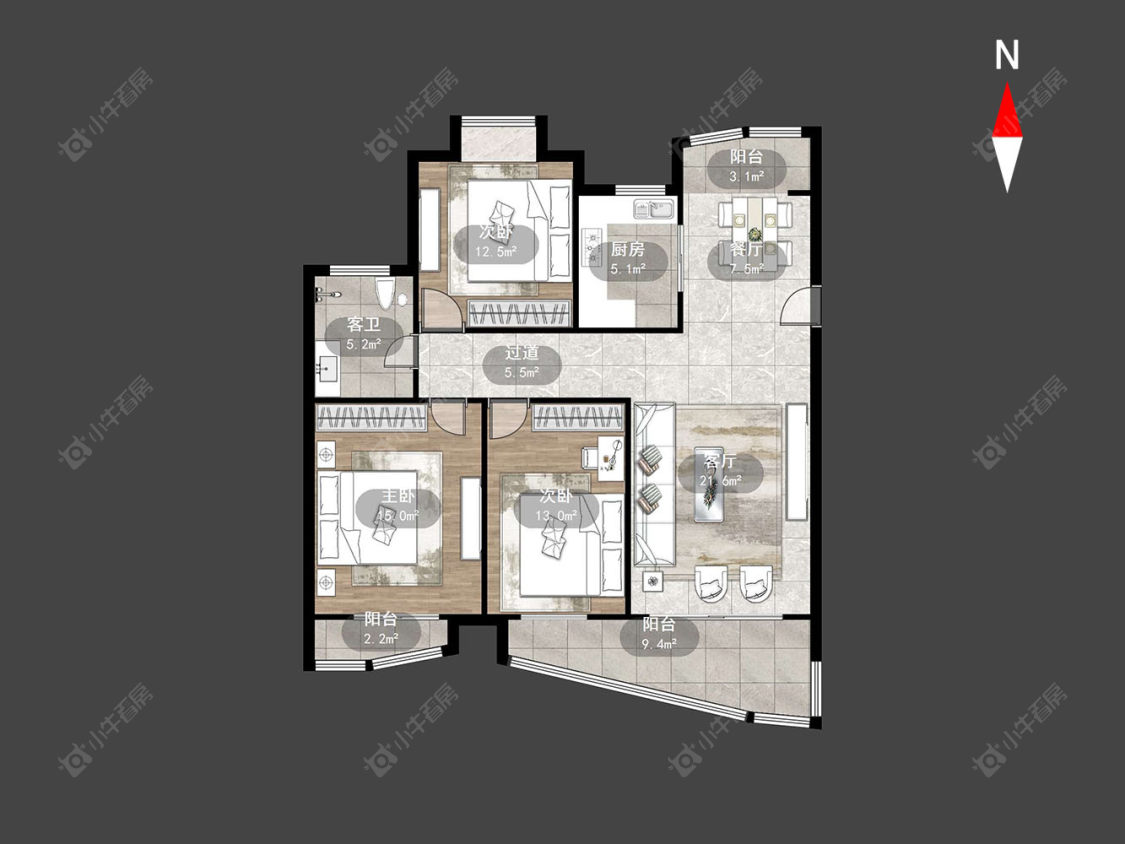常州聚博花园在售二手房源户型图_小牛看房