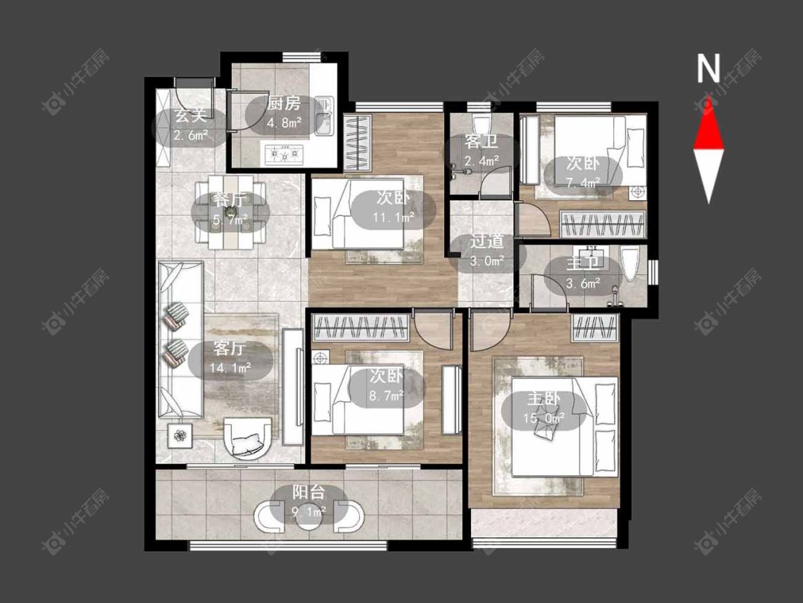 三盛璞悦湾房源户型图 常州三盛璞悦湾在售二手房源户型图_小牛看房