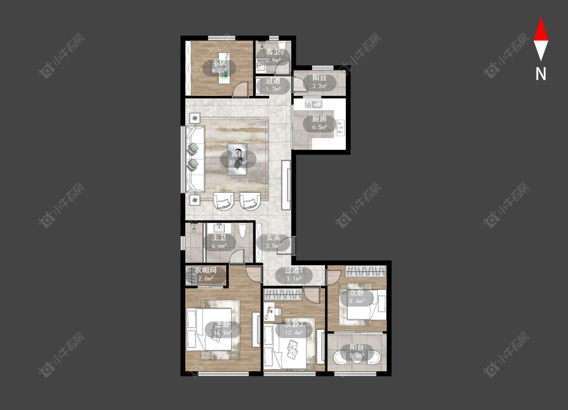 常州九洲新世界君玺在售二手房源户型图_小牛看房