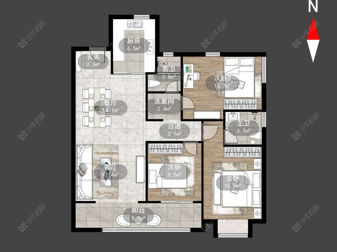 常州牡丹招商公园学府在售二手房源户型图_小牛看房
