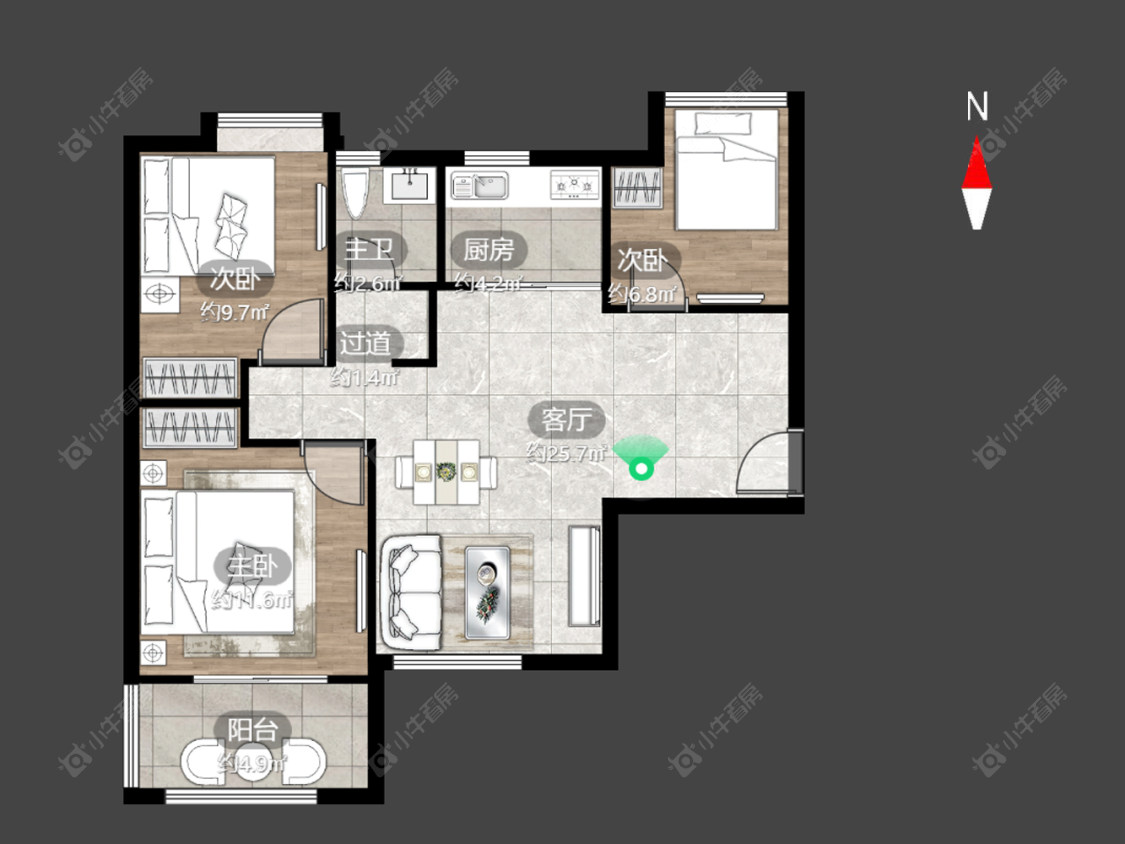 常州水岸花语在售二手房源户型图_小牛看房