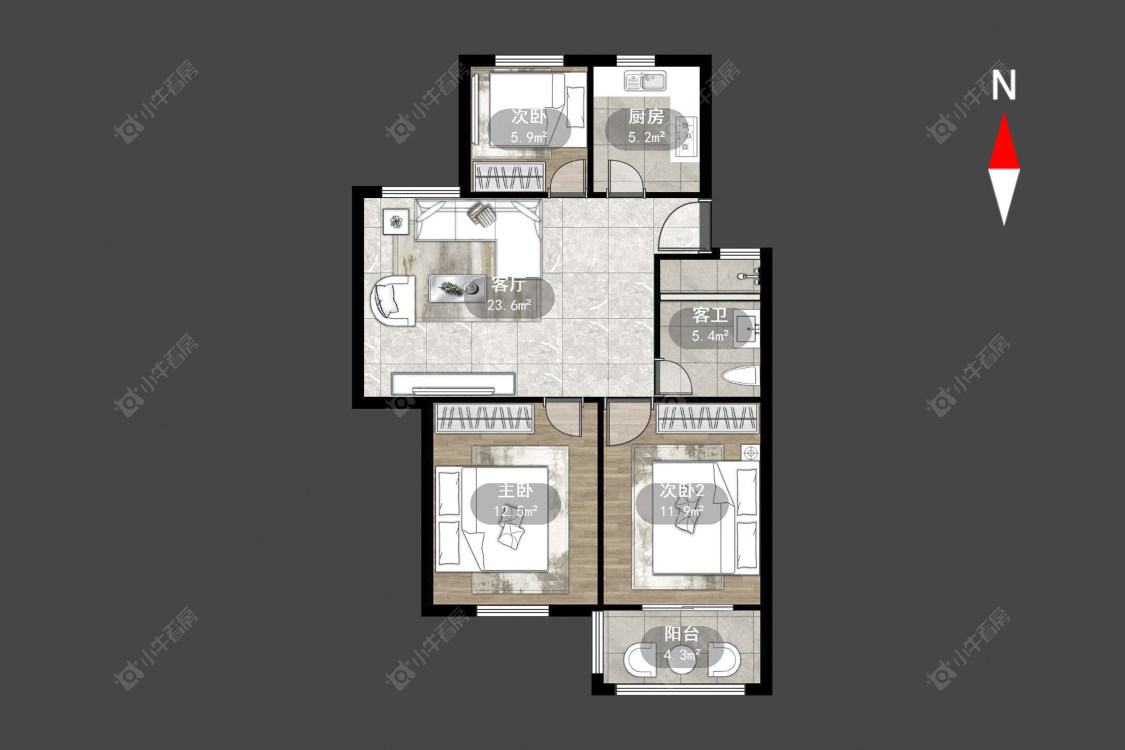 常州新城花苑西区在售二手房源户型图_小牛看房