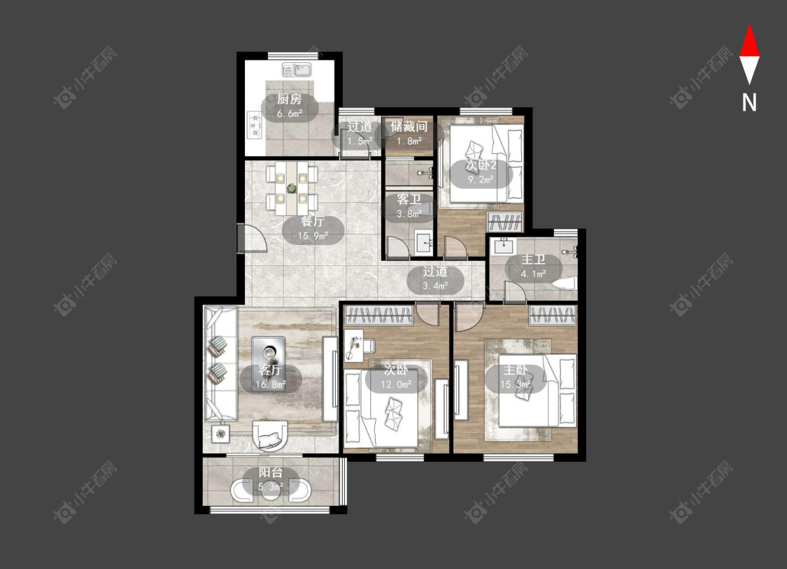 常州天安河滨花园在售二手房源户型图_小牛看房
