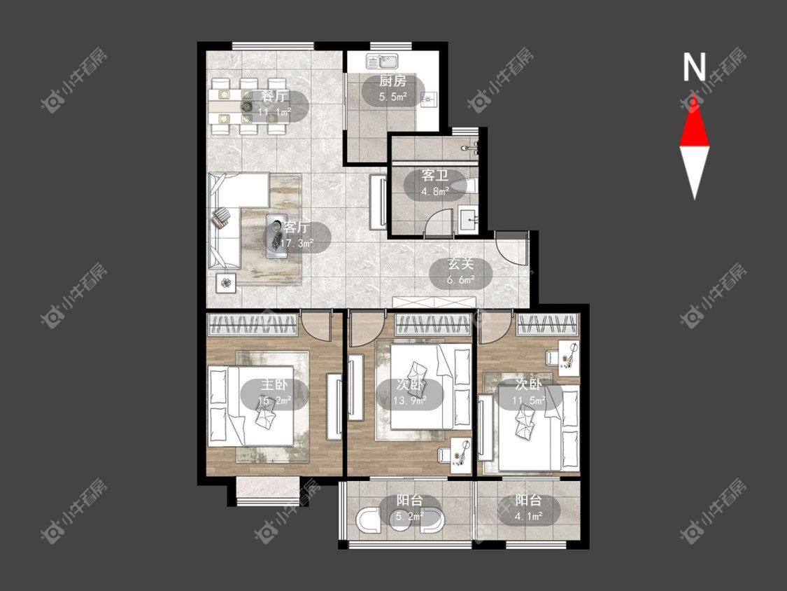 常州白云东苑南区在租房源户型图_小牛看房