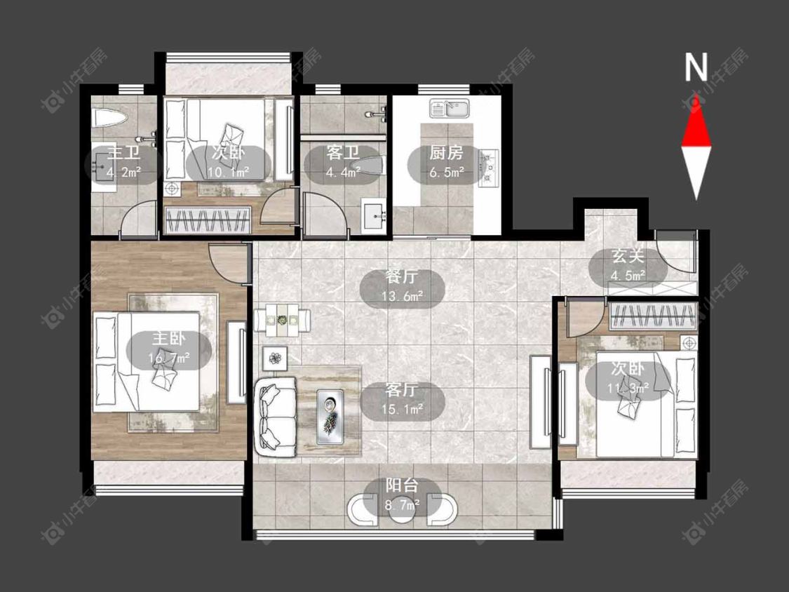 常州碧桂园新月时光在售二手房源户型图_小牛看房