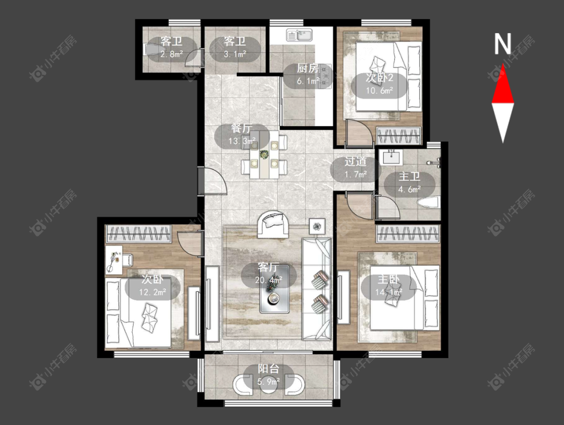 常州新景花苑二期在售二手房源户型图_小牛看房
