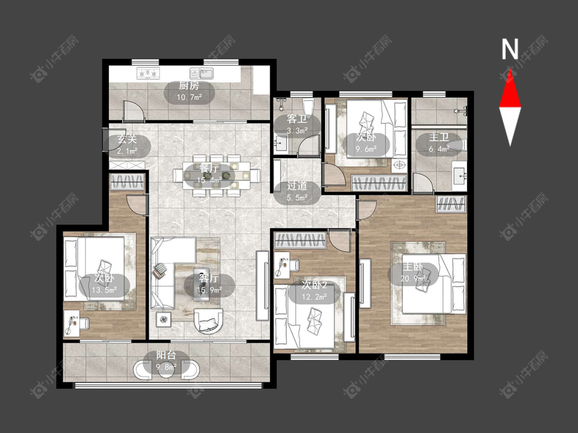 常州牡丹招商公园学府在售二手房源户型图_小牛看房