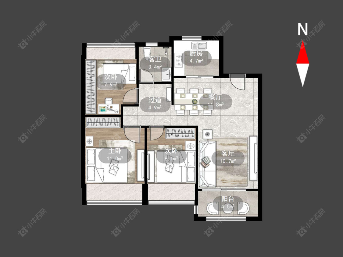 常州万科新都会在售二手房源户型图_小牛看房