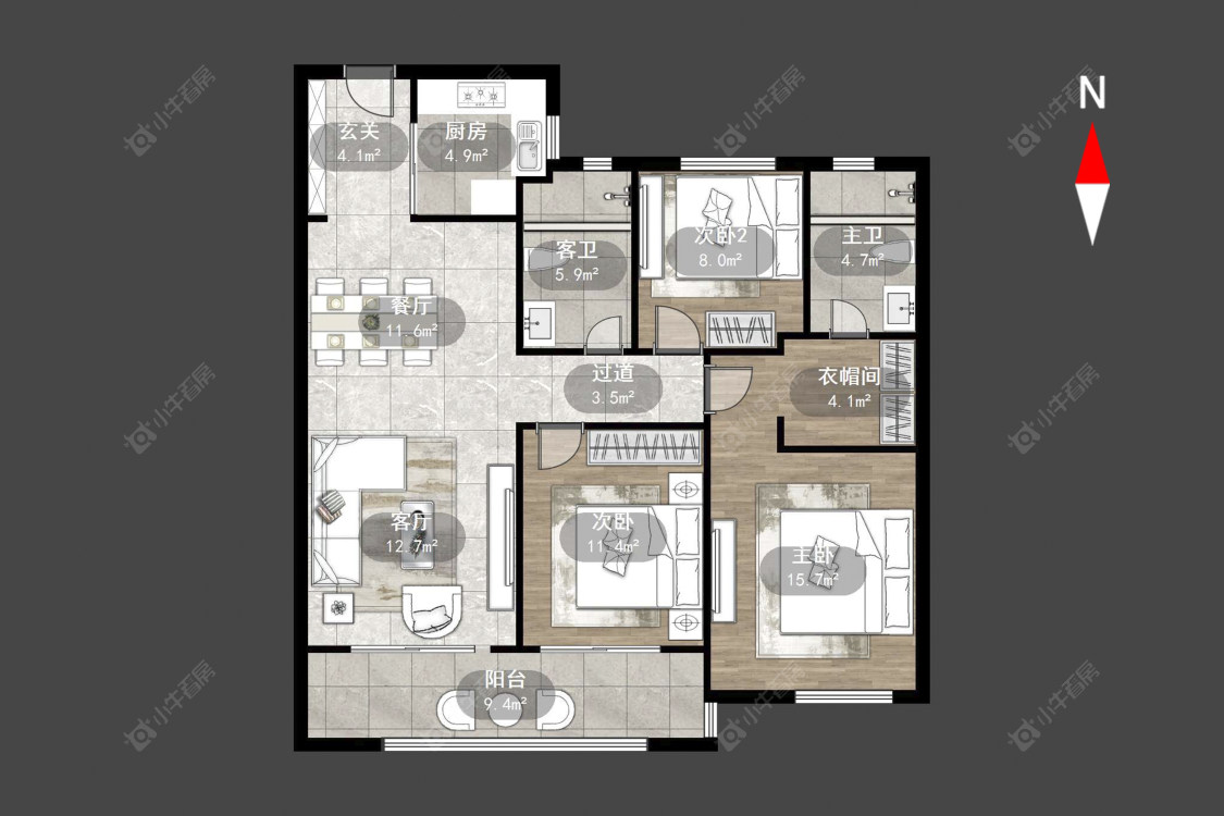 美的国宾府房源户型图 常州美的国宾府在售二手房源户型图_小牛看房