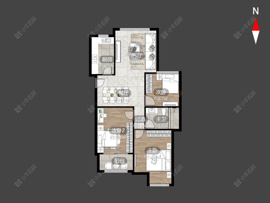 常州湖港名城在售二手房源户型图_小牛看房