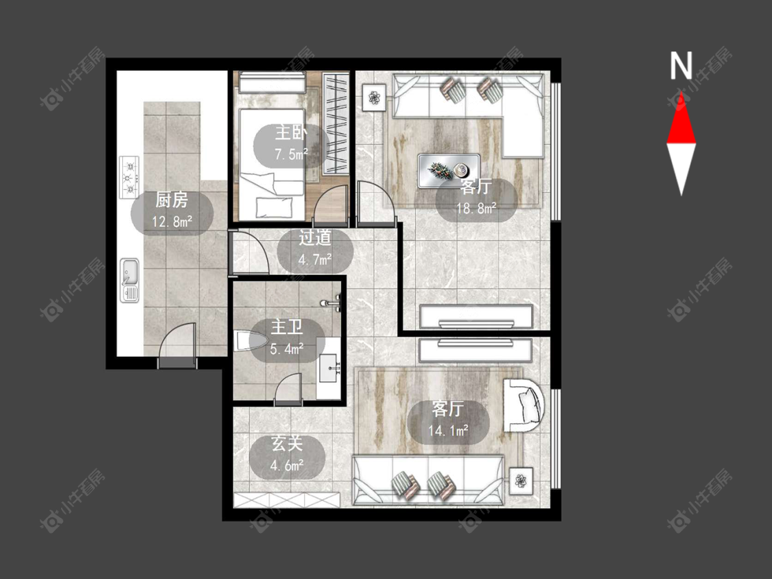 常州新北万达广场在售二手房源户型图_小牛看房