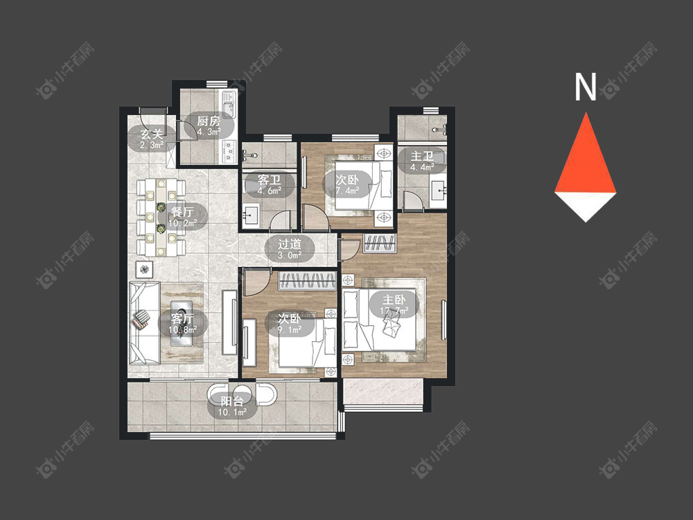 三盛汝悦春秋房源户型图 常州三盛汝悦春秋在售二手房源户型图_小牛看房