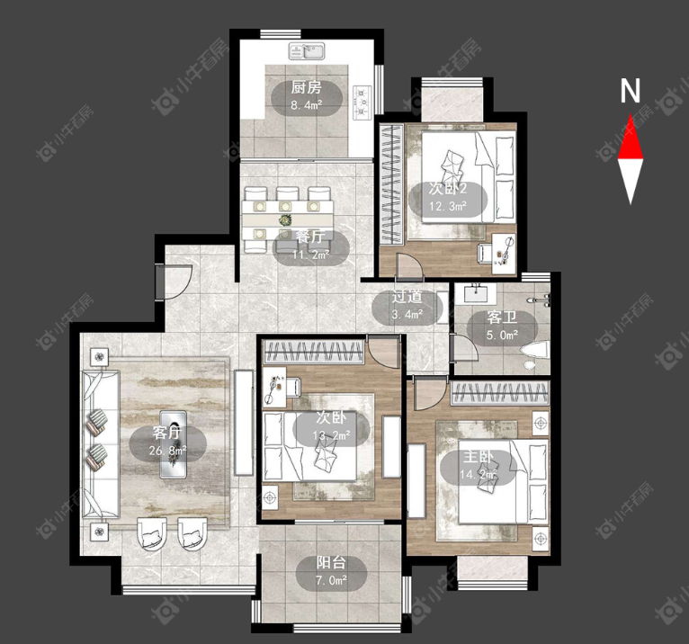凯旋城西区房源户型图 常州凯旋城西区在租房源户型图_小牛看房