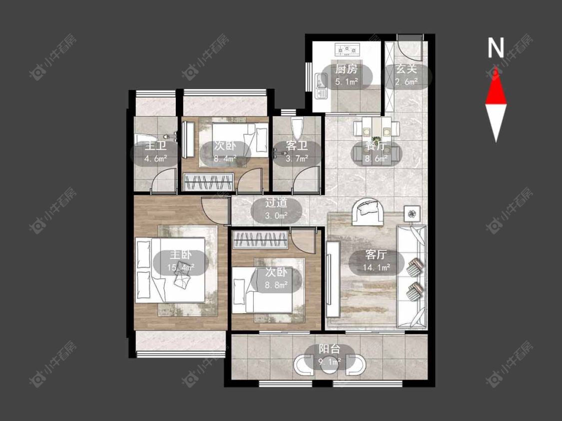 常州新城华宇悦隽公馆在售二手房源户型图_小牛看房